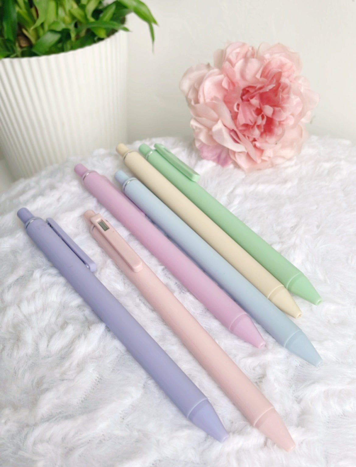 Pastel Candy retractable Gel Pens | Set of 6 | 0.5 mm nib | Black ink - Supple Room