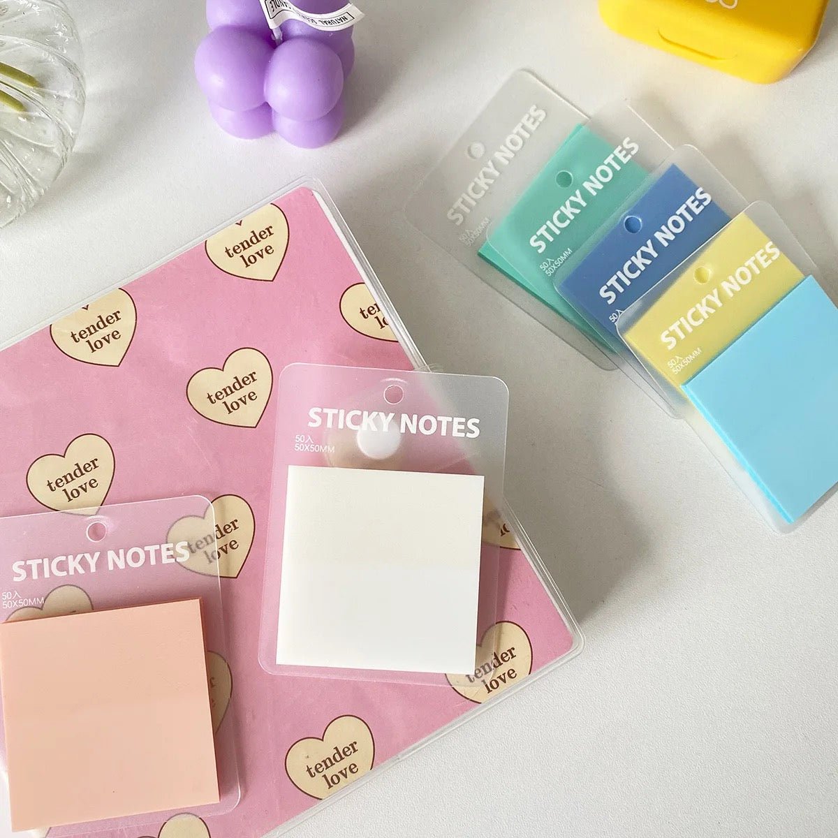 Pastel Colored Viral Transparent Sticky Notes | Waterproof | Available in 2 sizes - Supple Room