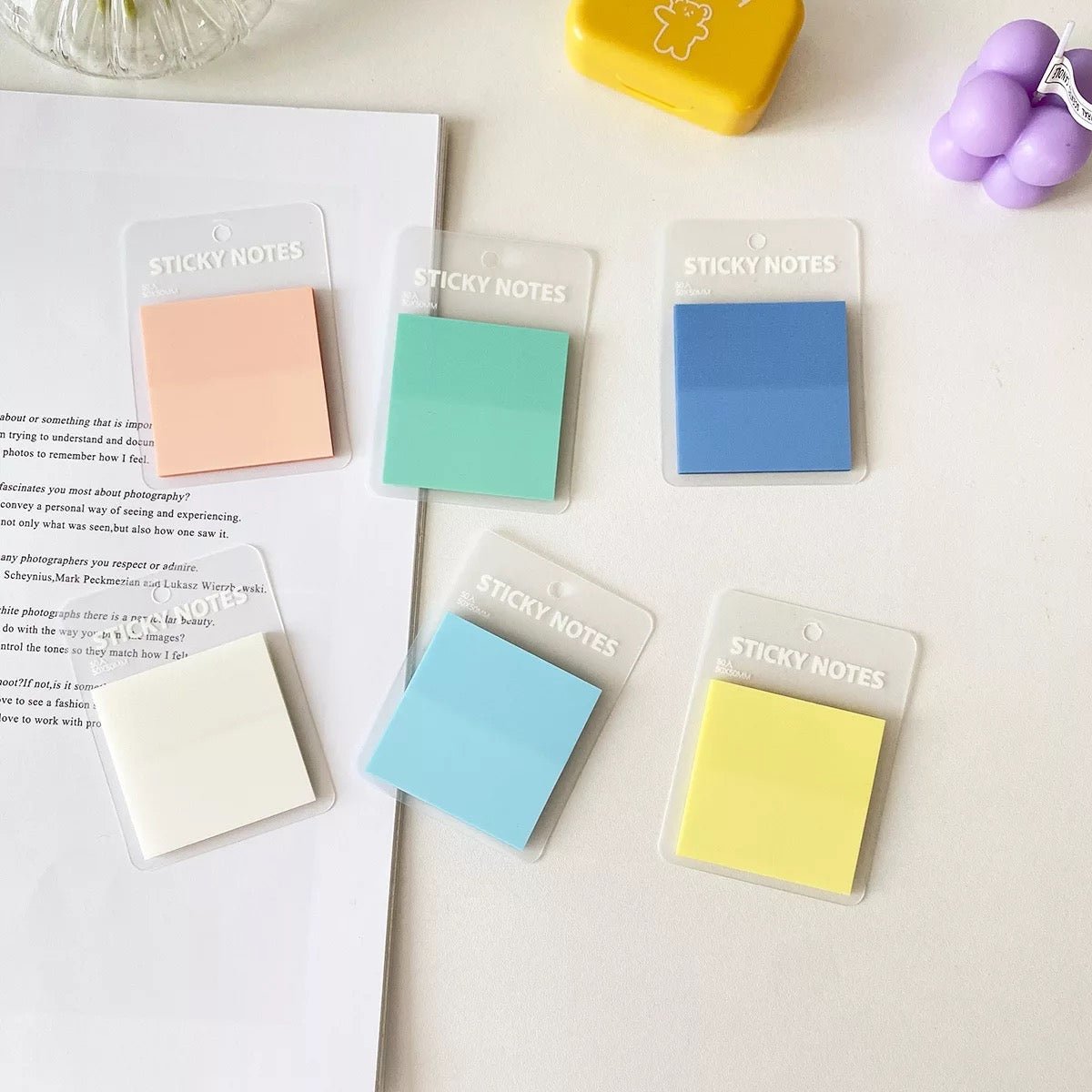 Pastel Colored Viral Transparent Sticky Notes | Waterproof | Available in 2 sizes - Supple Room