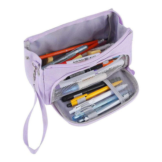 Pastel Lilac Multi-function Big Capacity Pencil Case with Handle - Supple Room