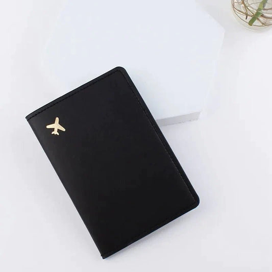 Pastel PU leather Passport cover holder cum card holder | Black - Supple Room