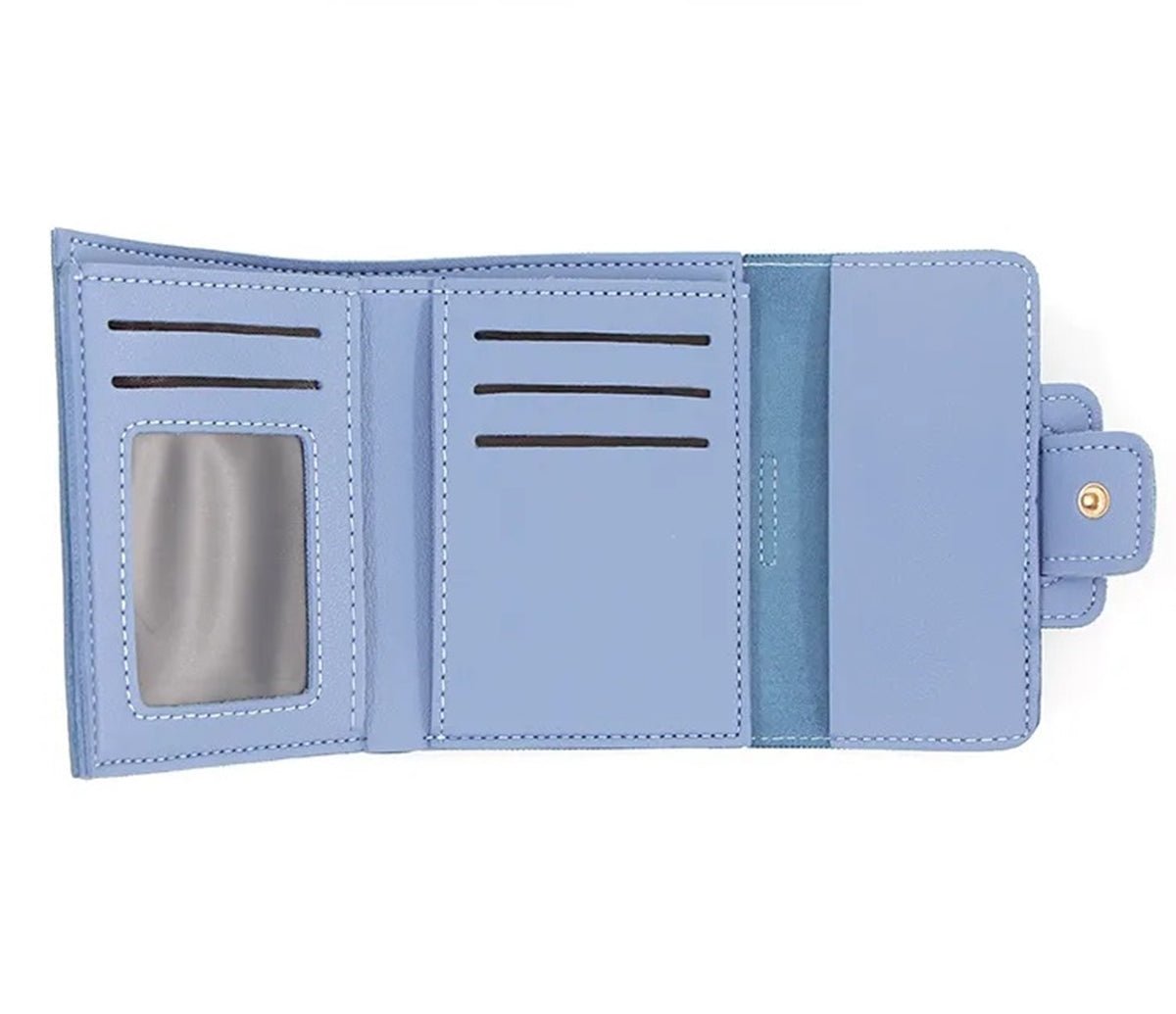 Pastel tri-fold wallet money Purse | 8 card slots small card holder | Cute ladies wallet | Salmon Pink & Zenith Blue - Supple Room