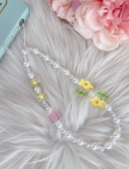 Pearl Kissed Blooms beaded charm wrist Strap accessory for phone/bag/tablet - Supple Room