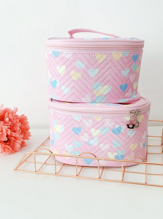 Pink Little Hearts Cosmetic / Toiletry storage vanity bag - Supple Room