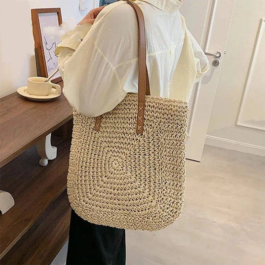 Premium voguish handwoven straw handbag | Large capacity - Supple Room