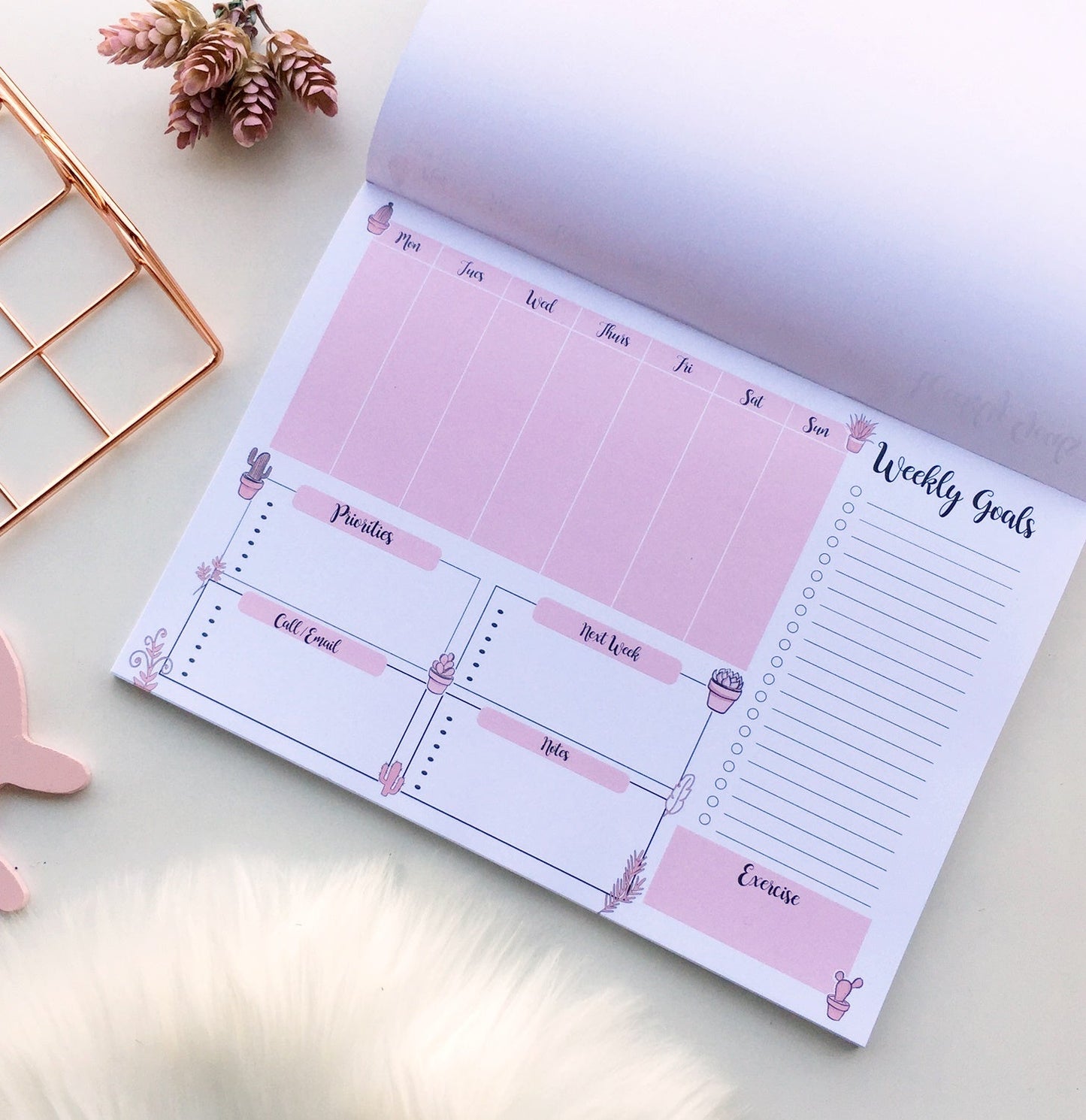 Pretty in Pink Weekly Planner Pad | 50 Tear off sheets | A4/A5 Size - Supple Room