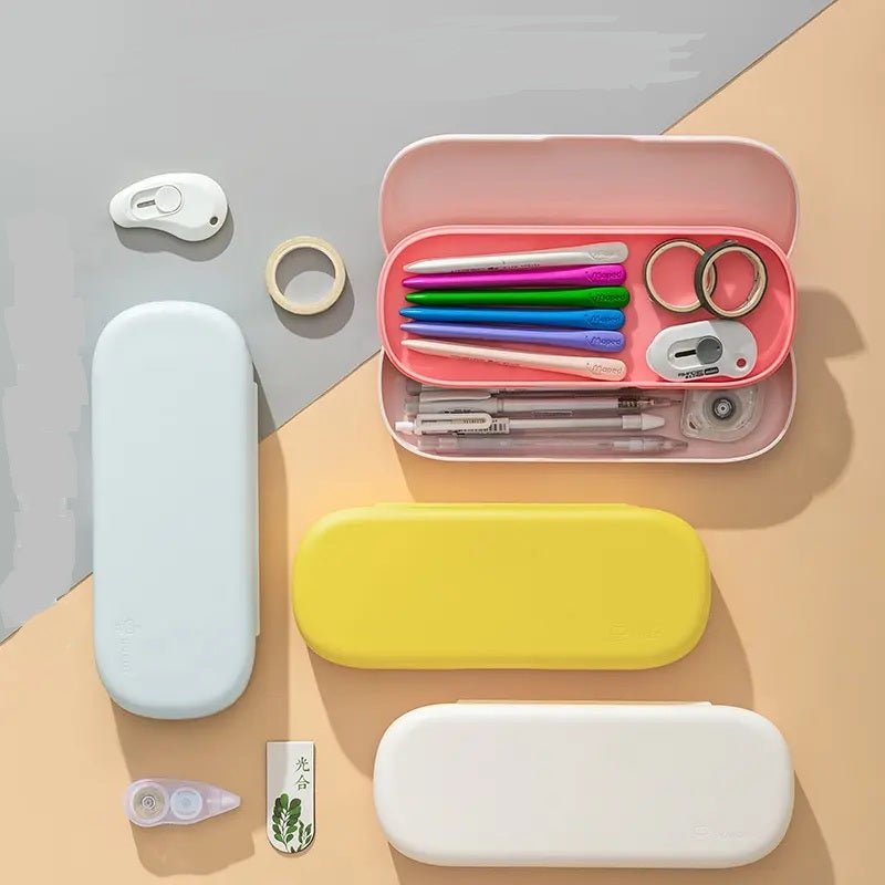 Pretty Pastel Double-layer Pencil Storage Box | Waterproof Pen Case - Supple Room