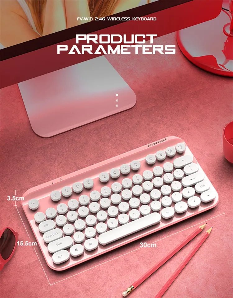 Retro Typewriter style ergonomic 2.4G Wireless Keyboard For Home/ Office | Laptop/PC - Supple Room