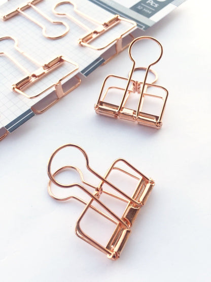 Rose Gold Hollow Metal Paper Binder Clips | Large | 32 mm | 6 Pcs - Supple Room