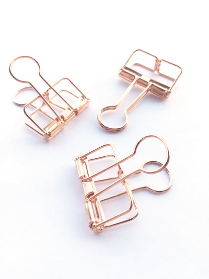 Rose Gold Hollow Metal Paper Binder Clips | Large | 32 mm | 6 Pcs - Supple Room