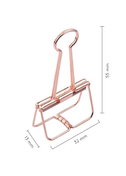 Rose Gold Hollow Metal Paper Binder Clips | Large | 32 mm | 6 Pcs - Supple Room