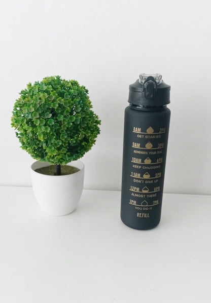 Stylish Noir Time marked bottle for Home/School/Office/Gym/Travel | Non Toxic & Leakproof - Supple Room