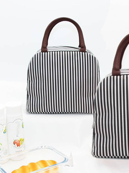 Subtle stripes Aesthetic insulated Lunch bag with front pocket - Supple Room