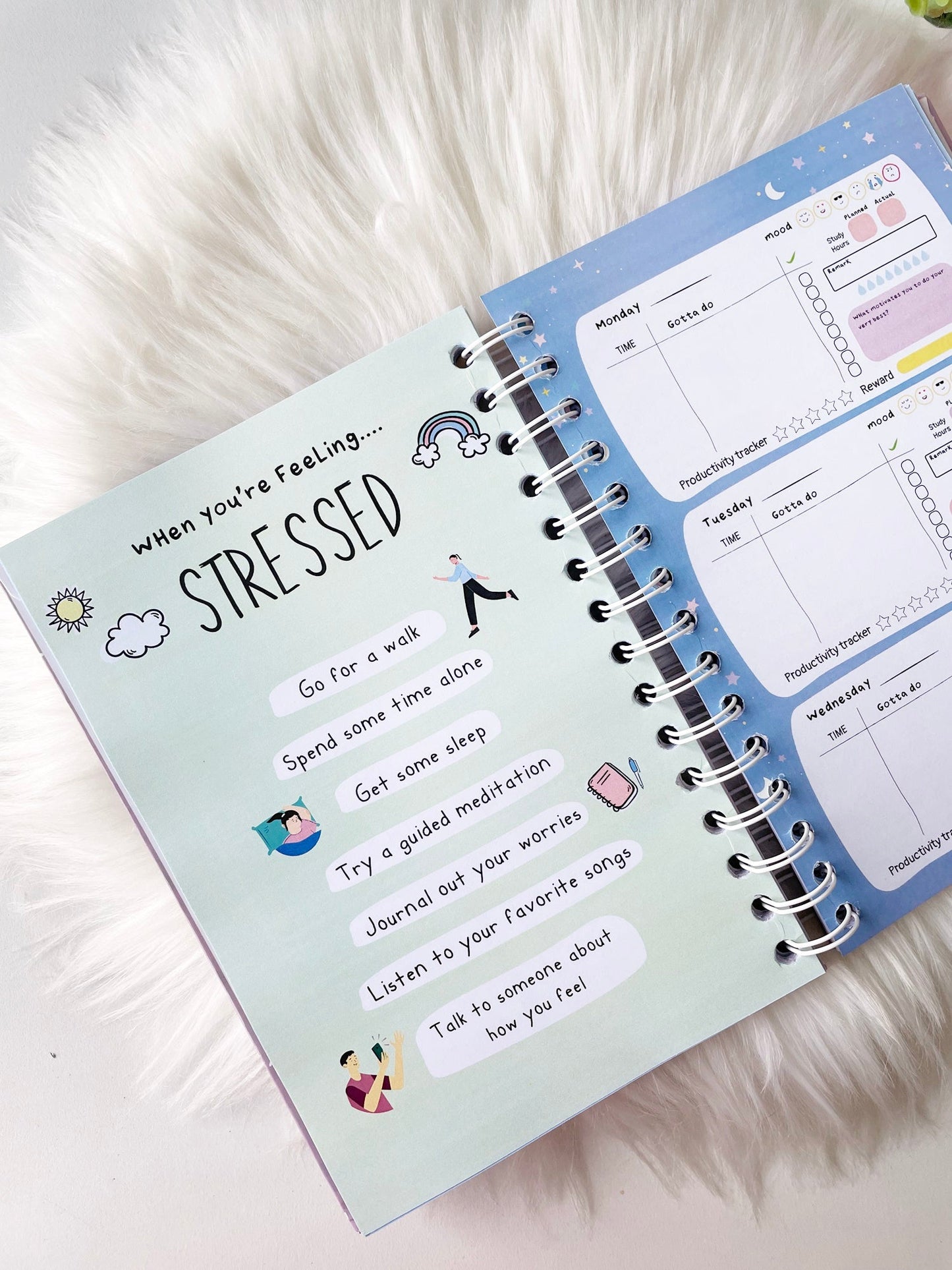 The Ultimate Interactive Study Planner | A5 Hardbound Spiral | 6 months | Free Stickers!! - Supple Room