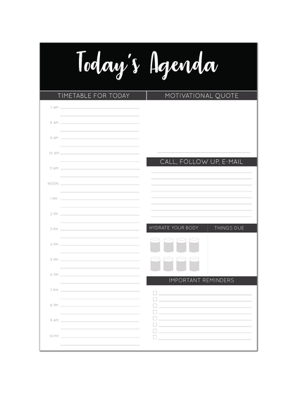 Today's Agenda- Daily Planner | A5 Size - Supple Room