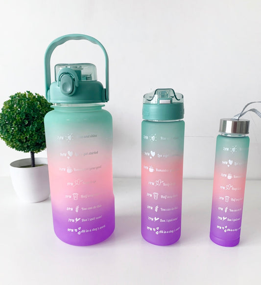 Tranquil Teal Ombre effect Time marked bottle for Home/School/Office/Gym/Travel | Non Toxic & Leakproof - Supple Room