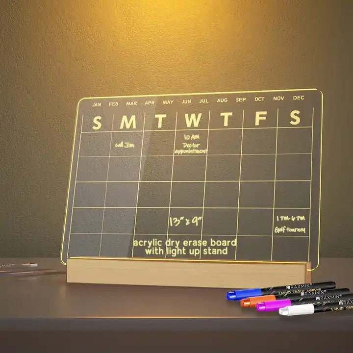Transparent Luminous Reusable Acrylic Board with Marker | Classic home/office décor | Available in 4 styles - Supple Room