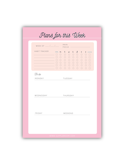 Weekly Planner | 50 Sheets Pad - Supple Room