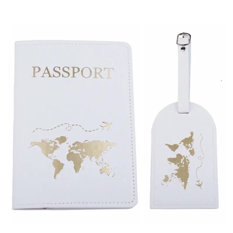 Green Gold foiled world map Aesthetic Pastel PU leather Passport