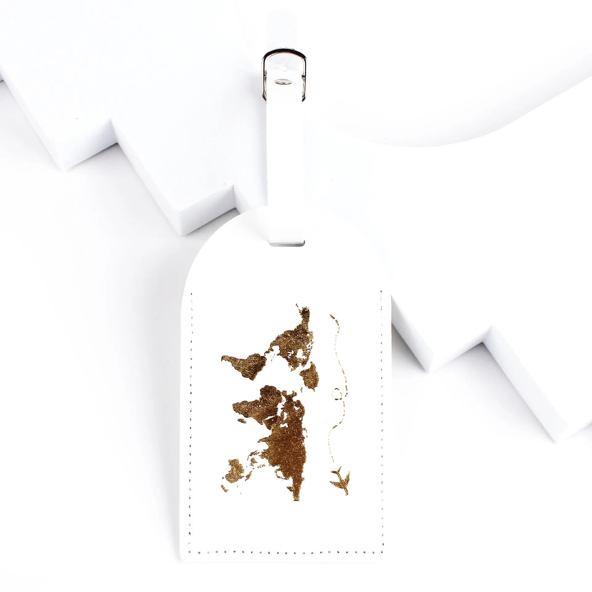 World Map Gold foiled Leather Travel Luggage Tag | Travel Accessory | Available in 3 colors - Supple Room