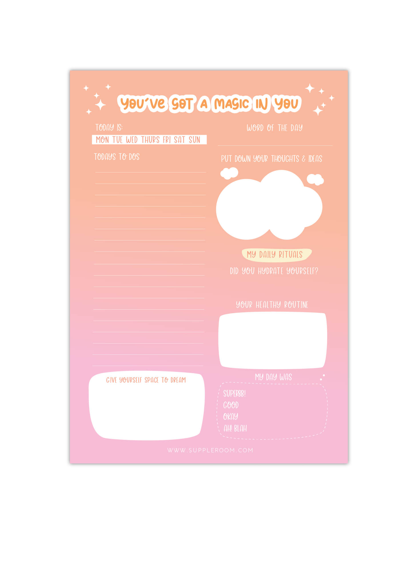 You've Got a Magic in you Daily Planner | A5 Size | 50 sheets each - Supple Room